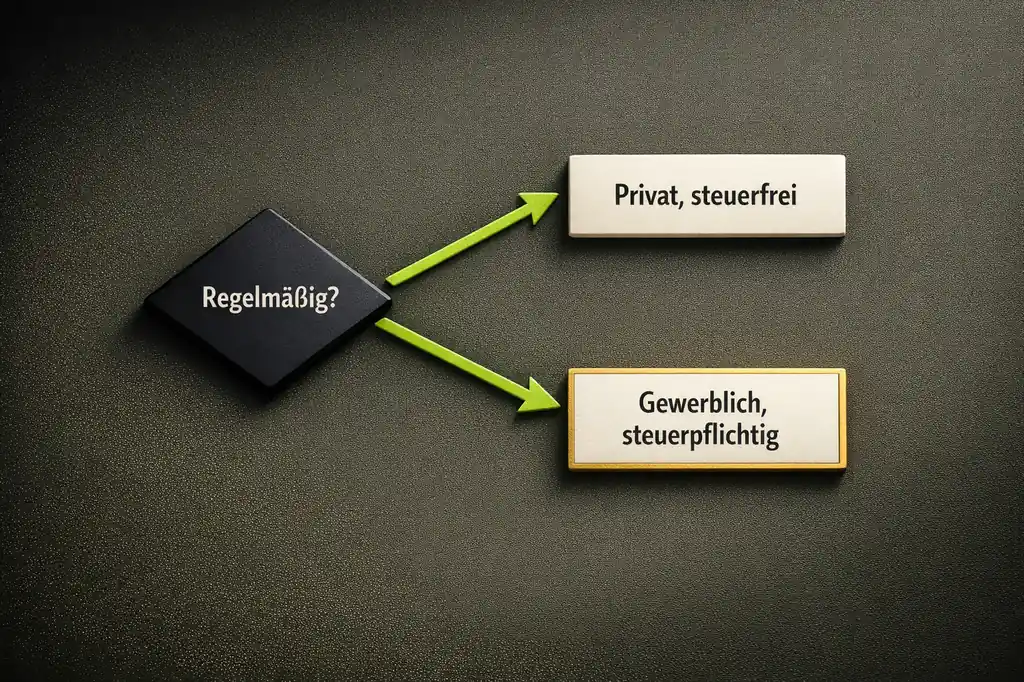 Flussdiagramm zur Unterscheidung zwischen privatem und gewerblichem Glücksspielverhalten in Deutschland